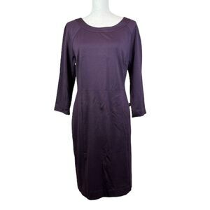 Banana Republic Deep Purple Midi 3/4 Sleeve Dress Rayon Nylon Spandex Size 14